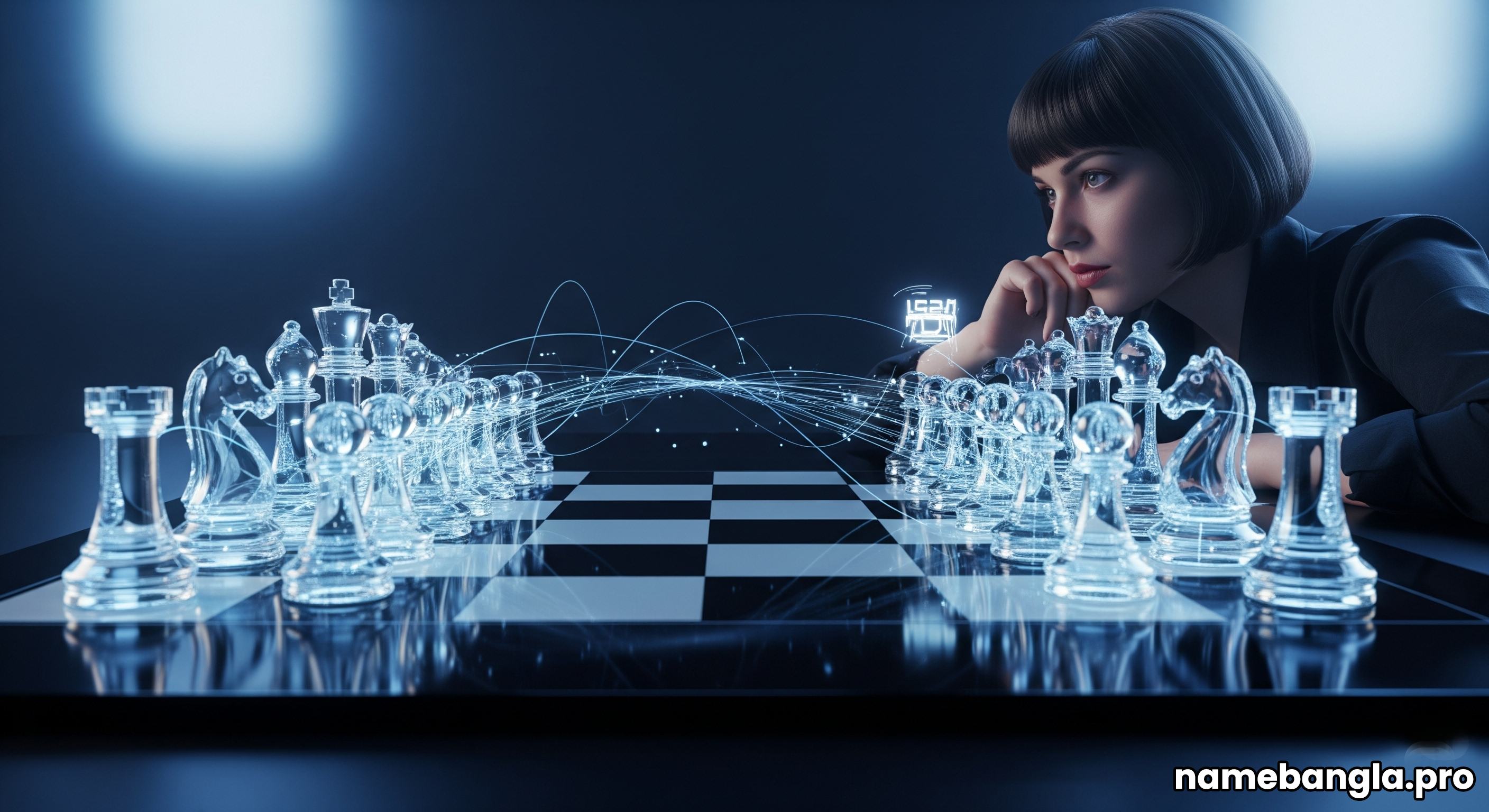 A futuristic chess game representing YouTube competitor strategy