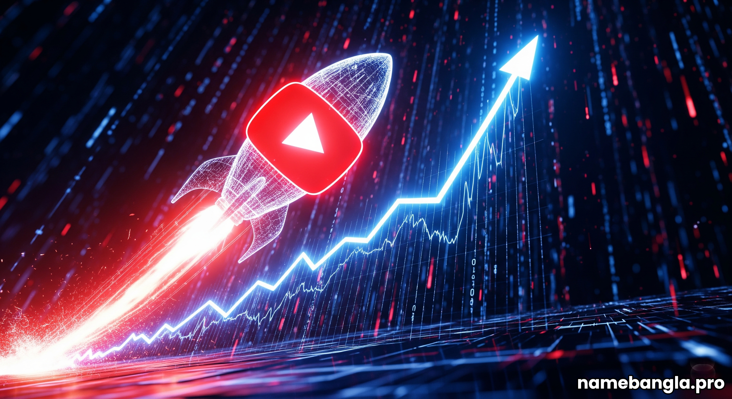 Illustration of a rocket skyrocketing past a growth chart for YouTube views